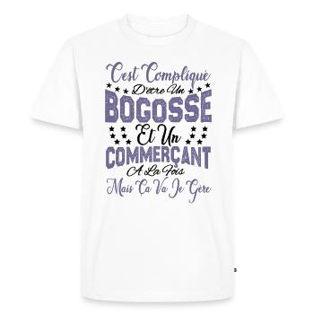c'est compliqué d'être un Bogosse et un Commerçant - T-shirt Premium bio Homme - blanc - Devant - Nico (187cm)