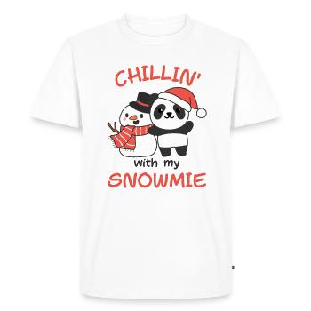 Panda Chillin avec mon bonhomme de neige - T-shirt Premium bio Homme - blanc - Devant - Nico (187cm)