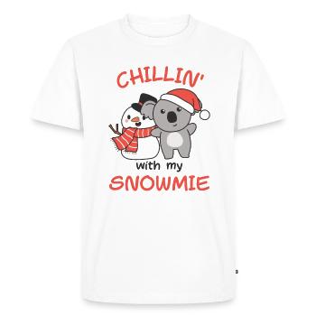 Koala Chillin with my snowmie snowman - Men's Premium Organic T-Shirt - white - Front - Nico (187cm)