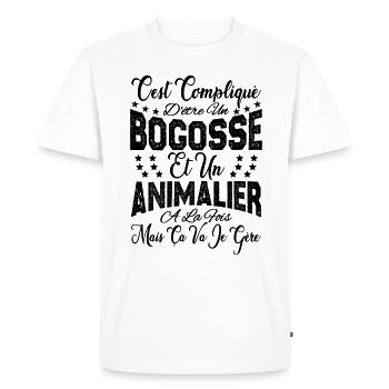 c'est compliqué d'être un Bogosse et un Animalier. - T-shirt Premium bio Homme - blanc - Devant - Nico (187cm)