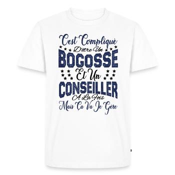 c'est compliqué d'être un Bogosse et un Conseiller - T-shirt Premium bio Homme - blanc - Devant - Nico (187cm)