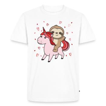 Paresseux avec cœurs de licorne cœur animal préféré - T-shirt Premium bio Homme - blanc - Devant - Nico (187cm)