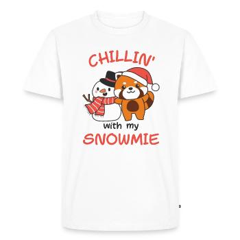 Red Panda Chillin avec mon bonhomme de neige - T-shirt Premium bio Homme - blanc - Devant - Nico (187cm)