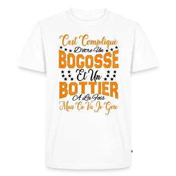 c'est compliqué d'être un Bogosse et un Bottier. - T-shirt Premium bio Homme - blanc - Devant - Nico (187cm)