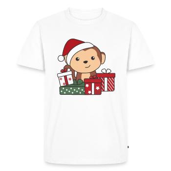 Monkey Christmas Gift Winter Animals Monkeys - Men's Premium Organic T-Shirt - white - Front - Nico (187cm)