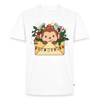 Monkey Christmas Letter Winter Animals Monkeys - Men's Premium Organic T-Shirt - white - Front - Nico (187cm)