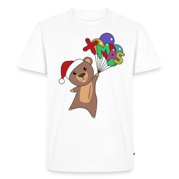Ours Joyeux Noël Hiver Animaux Ours - T-shirt Premium bio Homme - blanc - Devant - Nico (187cm)