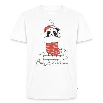 Panda Noël Neige Hiver Animaux Pandas - T-shirt Premium bio Homme - blanc - Devant - Nico (187cm)