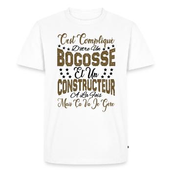 c'est compliqué être un Bogosse et un Constructeur - T-shirt Premium bio Homme - blanc - Devant - Nico (187cm)
