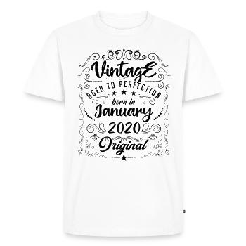 Vintage Né(e) en Janvier 2020 anniversaire janvier - T-shirt Premium bio Homme - blanc - Devant - Nico (187cm)