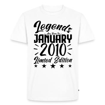 Naissance En Janvier 2010. Cadeau d'anniversaire. - T-shirt Premium bio Homme - blanc - Devant - Nico (187cm)