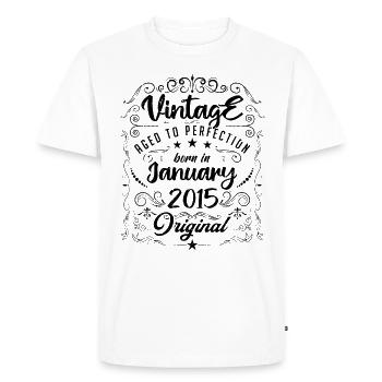 Vintage Né(e) en Janvier 2015 anniversaire janvier - T-shirt Premium bio Homme - blanc - Devant - Nico (187cm)