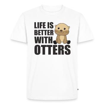 La vie est meilleure avec la loutre - loutre douce - T-shirt Premium bio Homme - blanc - Devant - Nico (187cm)