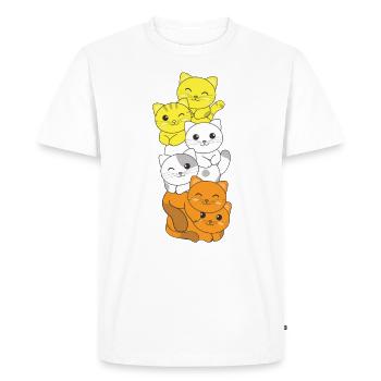 maverique flag pride LGBTQ cute cat pile - Men's Premium Organic T-Shirt - white - Front - Nico (187cm)