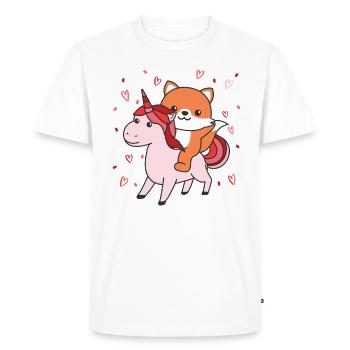 Renard au cœur de licorne cœur animal préféré - T-shirt Premium bio Homme - blanc - Devant - Nico (187cm)