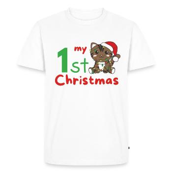 Chat de Noël Chats mon 1er Noël - T-shirt Premium bio Homme - blanc - Devant - Nico (187cm)