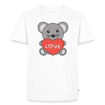 Souris pour la Saint-Valentin animaux mignons avec des cœurs - T-shirt Premium bio Homme - blanc - Devant - Nico (187cm)