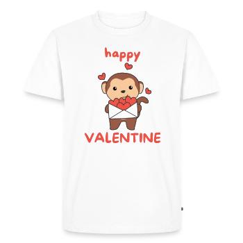 Monkey for Valentine's Day cute animals with hearts - Men's Premium Organic T-Shirt - white - Front - Nico (187cm)