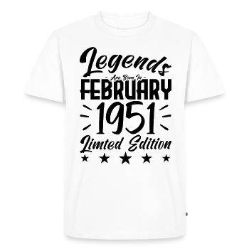 Born in February 1951. Birthday gift. - Men's Premium Organic T-Shirt - white - Front - Nico (187cm)