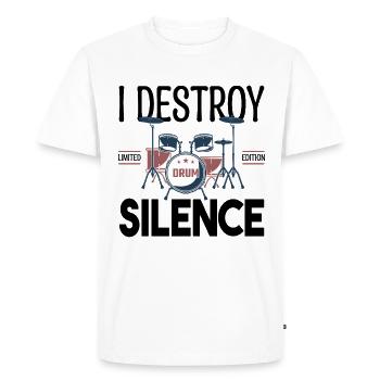 I destroy silence. Cadeau batteur, Cadeau musicien - T-shirt Premium bio Homme - blanc - Devant - Nico (187cm)