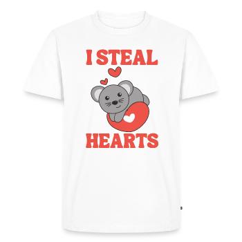 Souris pour la Saint-Valentin Je vole des cœurs - T-shirt Premium bio Homme - blanc - Devant - Nico (187cm)