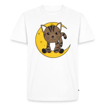 Moon cat cute animals for kids for the night - Men's Premium Organic T-Shirt - white - Front - Nico (187cm)