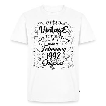 Vintage Né(e) en Février 1992 anniversaire février - T-shirt Premium bio Homme - blanc - Devant - Nico (187cm)
