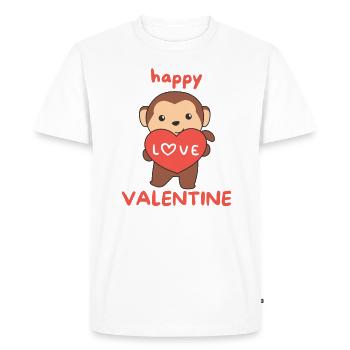 Monkey for Valentine's Day cute animals with hearts - Men's Premium Organic T-Shirt - white - Front - Nico (187cm)