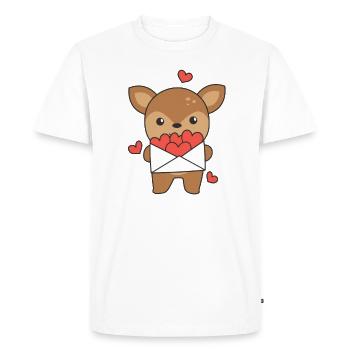 Cerf pour la Saint-Valentin animaux mignons avec des cœurs - T-shirt Premium bio Homme - blanc - Devant - Nico (187cm)
