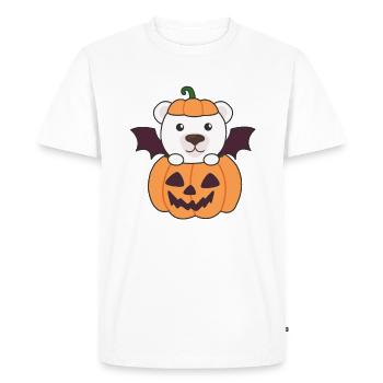 Polar Bear Halloween Pumpkin Bat Costume - Men's Premium Organic T-Shirt - white - Front - Nico (187cm)