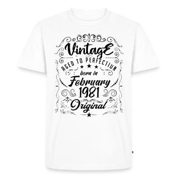 Vintage Né(e) en Février 1981 anniversaire février - T-shirt Premium bio Homme - blanc - Devant - Nico (187cm)