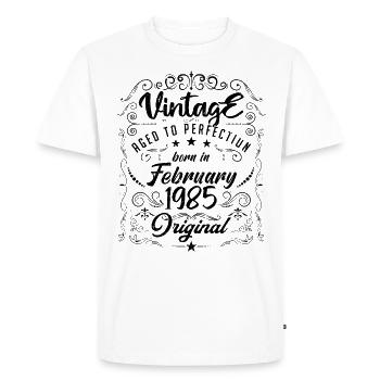 Vintage Né(e) en Février 1985 anniversaire février - T-shirt Premium bio Homme - blanc - Devant - Nico (187cm)