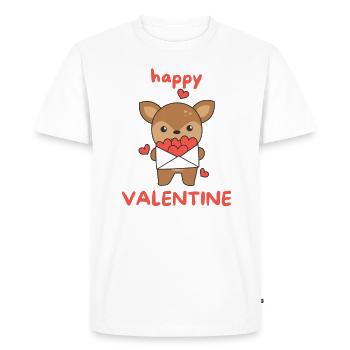 Cerf pour la Saint-Valentin animaux mignons avec des cœurs - T-shirt Premium bio Homme - blanc - Devant - Nico (187cm)