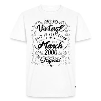 Vintage born in March 2000. Anniversary March 2000 - Men's Premium Organic T-Shirt - white - Front - Nico (187cm)