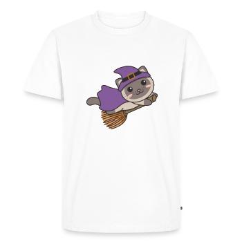 Chat Halloween Sorcière Enfants Sorcières Costume - T-shirt Premium bio Homme - blanc - Devant - Nico (187cm)