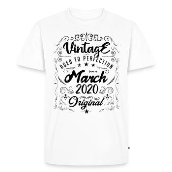 Vintage Né(e) en Mars 2020. anniversaire mars 2020 - T-shirt Premium bio Homme - blanc - Devant - Nico (187cm)