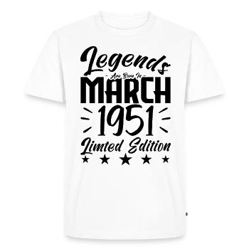 Naissance En Mars 1951. Cadeau d'anniversaire mars - T-shirt Premium bio Homme - blanc - Devant - Nico (187cm)