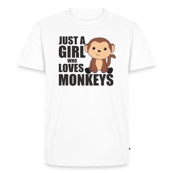 Only a girl who loves monkeys - sweet monkey - Men's Premium Organic T-Shirt - white - Front - Nico (187cm)