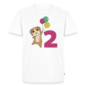 Ballons de deuxième anniversaire de cochon d’Inde - T-shirt Premium bio Homme - blanc - Devant - Nico (187cm)