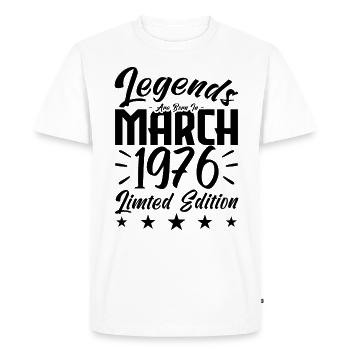 Naissance En Mars 1976. Cadeau d'anniversaire mars - T-shirt Premium bio Homme - blanc - Devant - Nico (187cm)