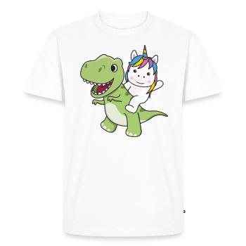 La licorne monte sur un dino mignon T-Rex avec des licornes - T-shirt Premium bio Homme - blanc - Devant - Nico (187cm)