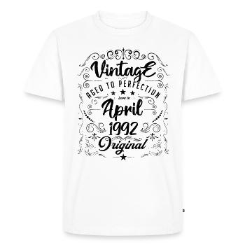 Vintage Né(e) en Avril 1992. anniversaire avril. - T-shirt Premium bio Homme - blanc - Devant - Nico (187cm)