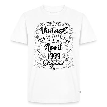Vintage Né(e) en Avril 1999. anniversaire avril. - T-shirt Premium bio Homme - blanc - Devant - Nico (187cm)