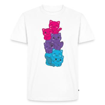 androgyne drapeau fierté LGBTQ mignon chat pile - T-shirt Premium bio Homme - blanc - Devant - Nico (187cm)