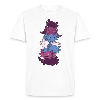 Non Conforming Flag Pride LGBTQ Axolotl - Men's Premium Organic T-Shirt - white - Front - Nico (187cm)
