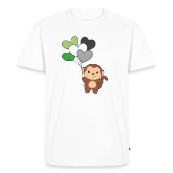 Aromantic Flag Balloon Hearts Pride LGBTQ Monkey - Men's Premium Organic T-Shirt - white - Front - Nico (187cm)