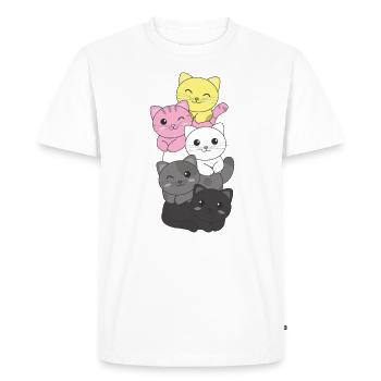 queerplatonic flag pride LGBTQ cute cat pile - Men's Premium Organic T-Shirt - white - Front - Nico (187cm)