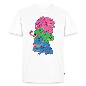 Polysexual Flag Pride LGBTQ Chameleon Bunch - Men's Premium Organic T-Shirt - white - Front - Nico (187cm)