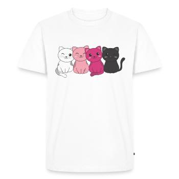 transfem Flag Pride LGBTQ cute cat pile - Men's Premium Organic T-Shirt - white - Front - Nico (187cm)