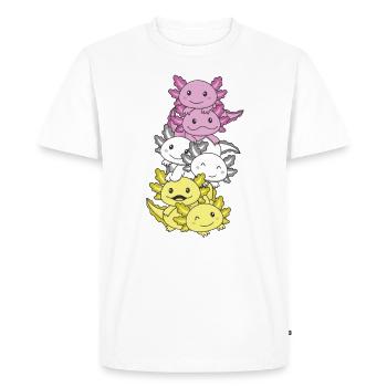 twink Flag Pride LGBTQ cute axolotl pile - Men's Premium Organic T-Shirt - white - Front - Nico (187cm)